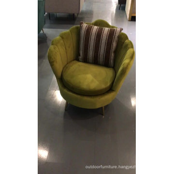 hotel leisure metal leg chair yellow velvet armchair